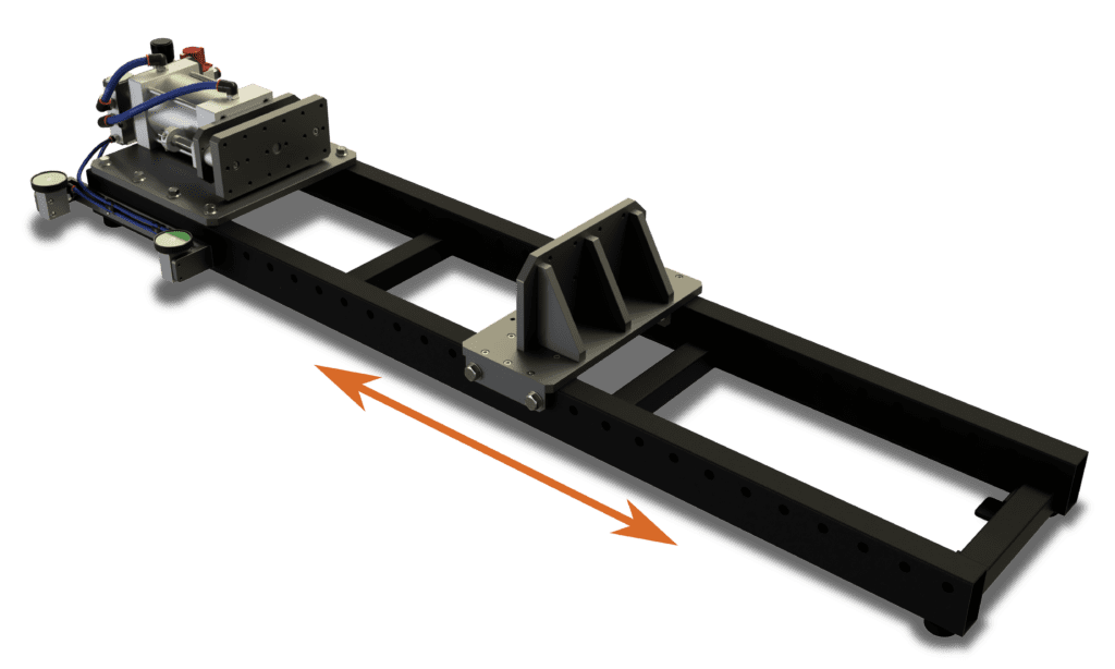 Horizontal assembly press view showing adjustable end stop position