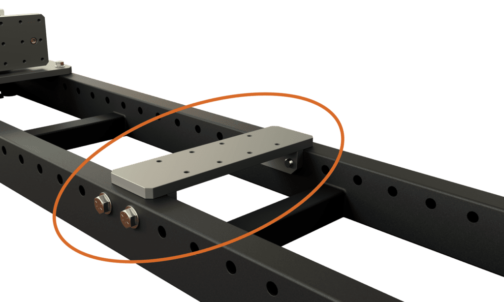 Horizontal assembly press adjustable position mid-support for mounting support or locating tooling